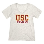 USC Trojans Womens Oatmeal Tri-Blend V-Neck T-Shirt